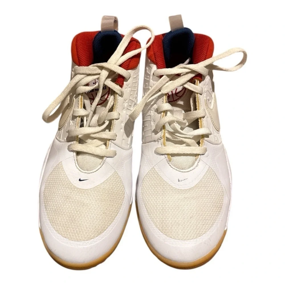 NIKE White and Red High-Top Sneakers